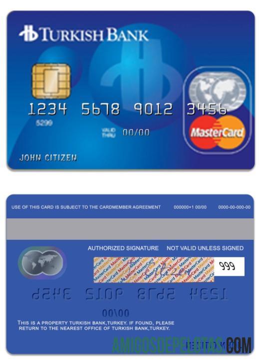 Turquia TurkishBank Standard Mastercard exemplo